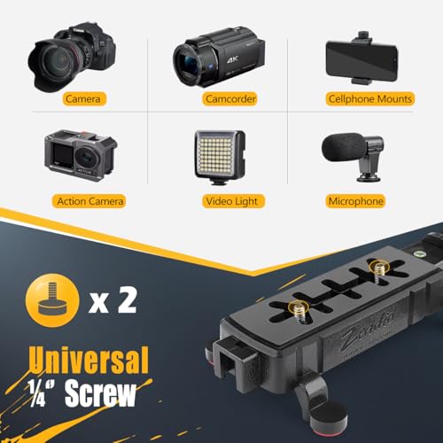 Zeadio Video Handheld Stabilizer, Triple Cold-Shoe Handle Grip with Smartphone Holder、360° Ball Head Mount, Compatible with All Camera Sport Camera DSLR Smartphone