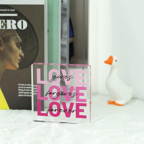 Magenta Love Inspirational Figurine 4x4 Inch Desk Decor Magenta
