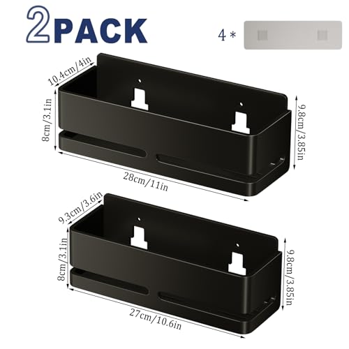 Shower Caddy,2-Pack Shower Shelf,no Drill Shower Organizer(Black) Black-2 layers