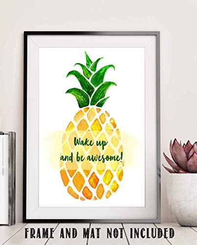 Be Awesome Affirmation Wall Art, Inspirational Spiritual Quotes Wall Art Decor, Minimalist Motivational Posters, Gym Motivational Wall Art, Office Zen Room Decor, Yoga Meditation Room (11x14) Pineapple
