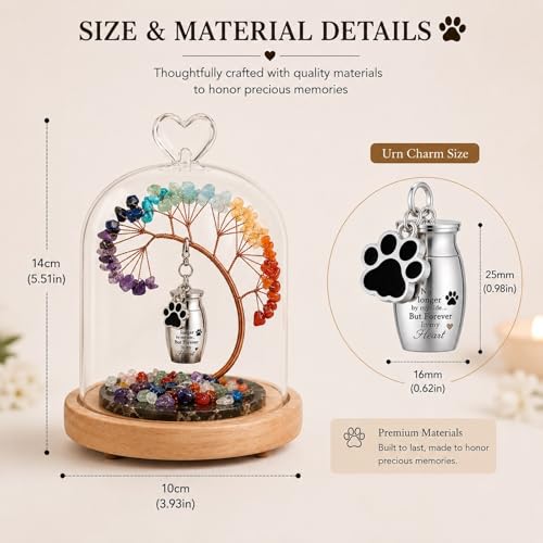 Small Urn for Human Ashes, Rainbow Crystal Tree Keepsake Memorial