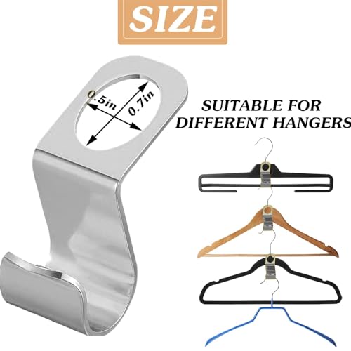 56 Pcs Metal Clothes Hanger Connector Hooks,Stainless Steel Super Sturdy Hanger Extender Hooks, Efficient Closet Space Saver, Easy to Use, Suitable for Heavy Clothing, Fits All Types of Hangers, Silve