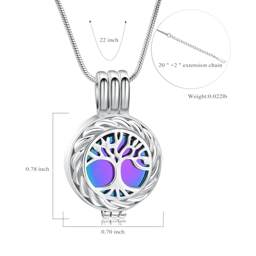 Tree of Life Cremation Jewellery for Ashes Pendant with Mini Keepsake Urn Memorial Human Pet Ash Jewellery rainbow