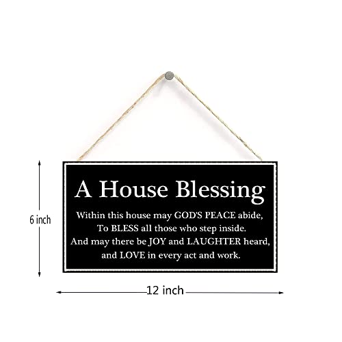 A House Blessing Hanging Sign Decorative Wood Sign Home Decor Wood Door Sign Plaque 12" x 6"