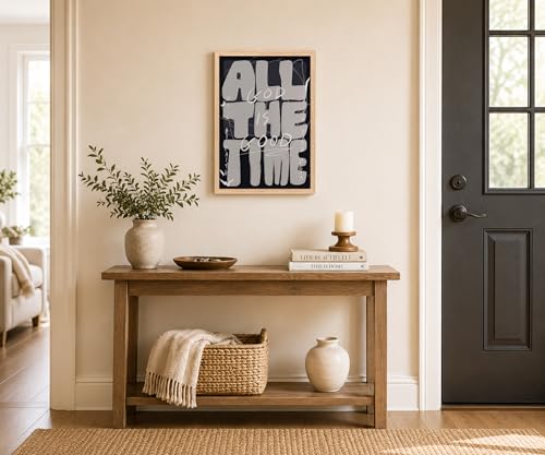 Christian Wall Art Framed, All Time God Is Good Inspirational Religious Typography 12"L x 16"W