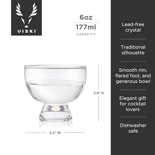 Viski Mezcal Glasses Set of 2 - Premium Crystal Clear Tequila Glass, Stemless Heavy Base Mezcal Cocktail Glasses, Liquor Glass Gift Set, 6 oz