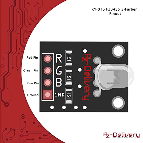AZDelivery 3 x KY-016 FZ0455 3-Colour RGB LED Module 3 Colour Compatible with Arduino and Raspberry Pi Includes eBook