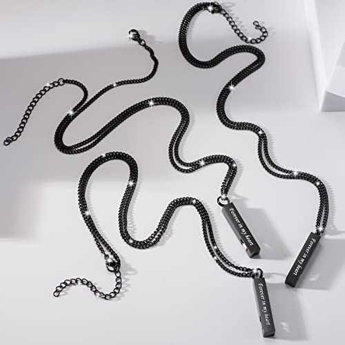3 Pack Urn Necklace for Ashes Memorial Cremation Jewelry for Ashes, CZ Bar Urns Pendant Stainless Steel Urn Locket for Ashes Keepsake Jewelry with Words: Forever in my heart & Funnel Kit & Bag Black