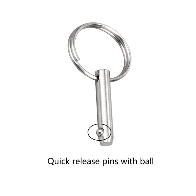 8 PCS Quick Release Pins Bimini Top Pins, Diameter 1/4"(6.3mm), Overall Length 1.5"(38mm), Usable Length 1"(25.4mm), Marine 316 Stainless Steel 8 Pieces
