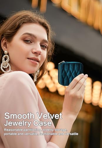 Velvet Jewelry Box – Travel Jewelry Case Organizer with Mirror, Adjustable Compartments for Women | Luxury Storage Case & Gift for Her - RubyRed