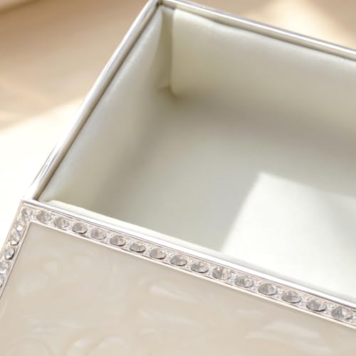 Diamond Crystal Jewelry Storage Box for Rings Earrings Necklace Treasure Chest Organizer Jewelry Keepsake Gift Box Case for Girl Women (Diamond Rectangle Silver Plating) Large Diamond