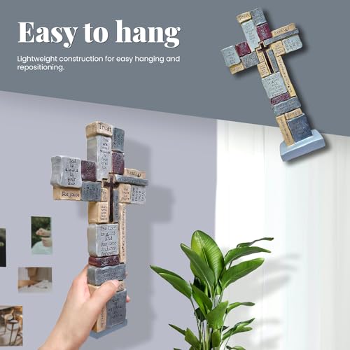 Imerance Inspirational Resin Standing Cross,12 Inch Christian Crucifix 12"L x 6"W
