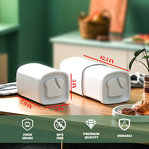 Set of 2 Bread Boxes for Kitchen Countertop, Plastic Shrinkable Bread Loaf Container Storage for Homemade Bread, Bread Bin & Breadbox, Retractable Design Keeper Box for Bread Loaf
