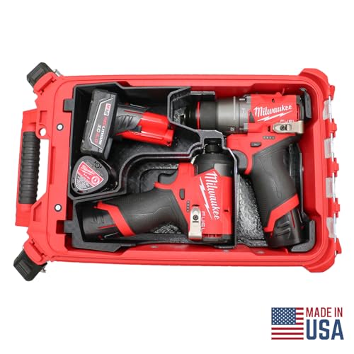 Organizer for Milwaukee M12 FUEL Right Angle Impact Drill/Driver and Accessories Compatible with Milwaukee Packout (FUEL Drill/Driver & Accessories) Fuel Drill/Driver & Accessories