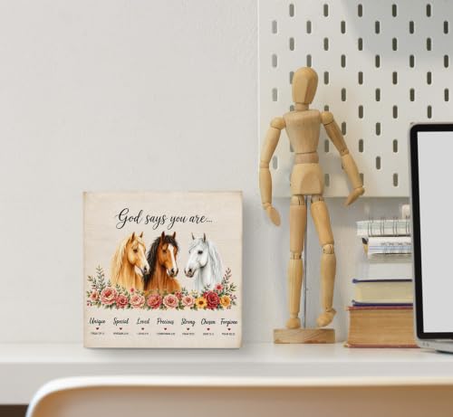 Inspirational Christian Horse Religious Wood Box Sign Desk Decor inspire-18