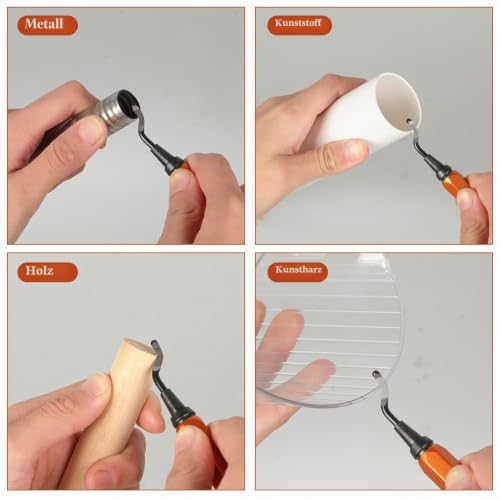 KOMABLEN Pack of 21 Deburring Metal Tool Universal, Hand Deburring with 20 High-Speed Steel Blades, 360° Rotating Deburring Tool, 3D Printer Accessories for Plastic, Aluminum, Stainless Steel, Orange Orange-21pcs