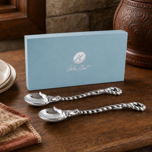 Arthur Court Longhorn Serving Set - Premium Aluminum Figural Spoon - Western Decor - 12 Inch