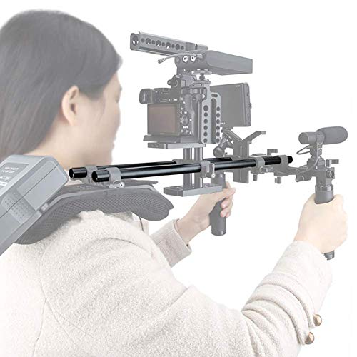 NICEYRIG 15mm Shoulder Rig Pad with railblock, 16'' Aluminium Rod for DSLR Camera Cinema Camcorder Shoulder Support System
