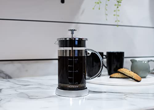 Elanze Designs Stainless Steel 1 Liter Glass French Press Coffee and Loose Leaf Tea Maker 1 liter Stainless Steel