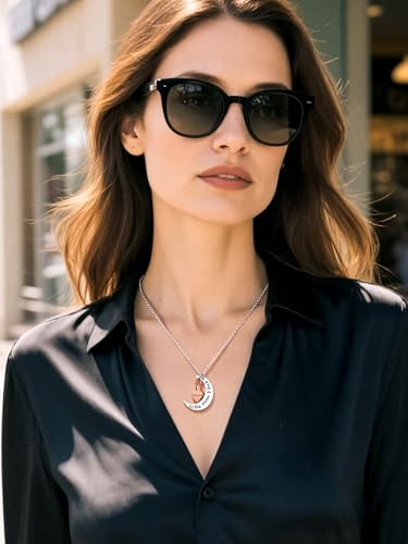 Richsteel Urn Necklaces for Ashes for Women Men Cremation Pendant 10-Rose Gold Moon Heart stainless steel - not personalized