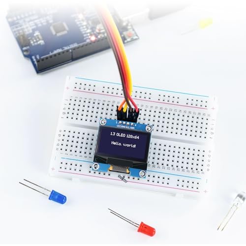 3 x 1.3 Inch OLED Display I2C 128 x 64 Pixel I2C Screen Display Module, OLED Display Module for Arduino (White Sign) White