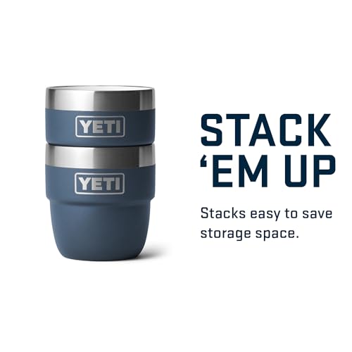 YETI Rambler 4 oz Stackable Cup, Stainless Steel, Vacuum Insulated Espresso/Coffee Cup, 2 Pack Navy