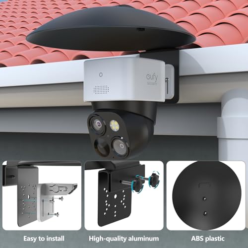 2 in 1 Security Camera Sun Rain Cover for All 1/4'' Thread with Gutter Mount Compatible with AOSU SolarCam D1 SE/Lite/Max,eufy,TP-Link Tapo,SEHMUA,Reolink,Cinnado B6 Security Cameras (Black)