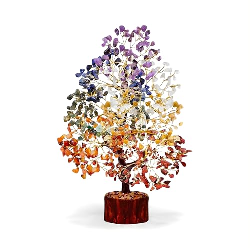 Mr.stonecreations 7 Chakra Crystal Tree of Life Natural Gemstone Vastu Tree for Home Decor, Meditation & Reiki Healing Handmade Spiritual Energy Gift (Pack of 1)