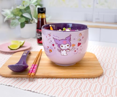 Sanrio Kuromi 20-Ounce Ramen Bowl With Chopsticks and Spoon