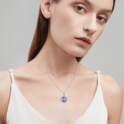 VONALA Hummingbird Urn Necklace for Ashes S925 Sterling Silver Hummingbird Cremation Jewelry for Ashes for Women Hummingbird Memory Ashes Keepsake Necklace for Loss Loved Ones Women Purple