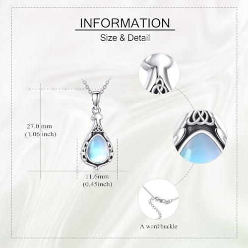 JERWLI Moonstone Urn Necklaces for Ashes 925 Sterling Silver Urn Pendant Moonstone Jewellery for Women Lover