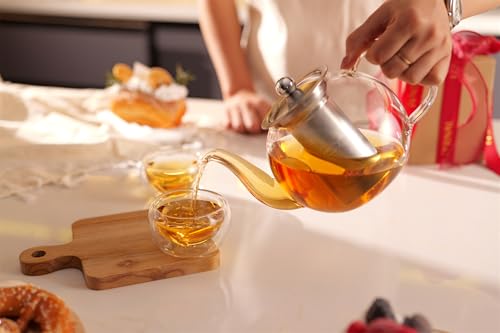 CNGLASS Tea Cups Set of 4 Double Wall Glass Tea Cup, 5.1oz Asian Insulated Clear Teacups 150ML,Small Espresso Cup for Coffee (Pack of 2) 5.1 oz (150 ml) (Pack of 2)