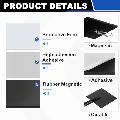 uxcell 300-piece self-adhesive square rubber magnet dots for fridge, whiteboard, DIY crafts, office, and classroom