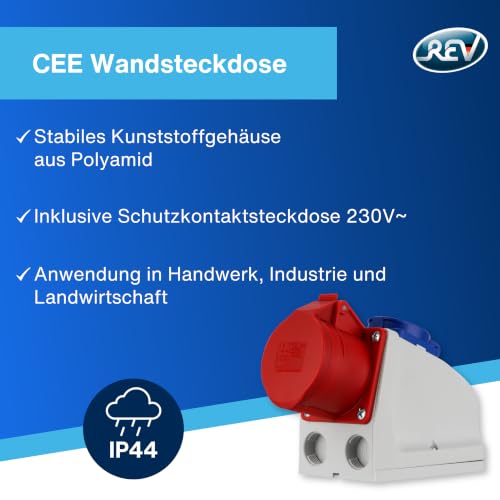 REV Ritter 0510603777 Grounding Wall Socket CEE 100 x 50 x 50 cm Combination wall socket