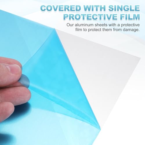 MECCANIXITY 6061 T651 silver aluminum sheet metal plate, 11.8 x 11.8 x 0.08 inches, with protective film