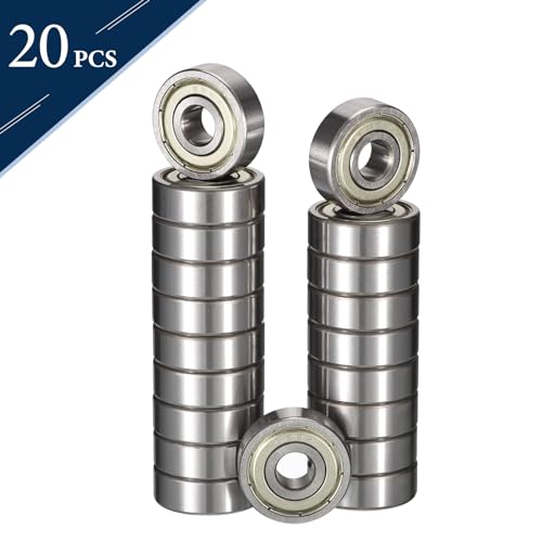 HiPicco 628ZZ Deep Groove Ball Bearings, ID 8mm x OD 24mm x Width 8mm Miniature Bearings, Double Metal Shielded Ball Bearing Chrome Steel Z2 Lever 20pcs 628ZZ 8x24x8mm