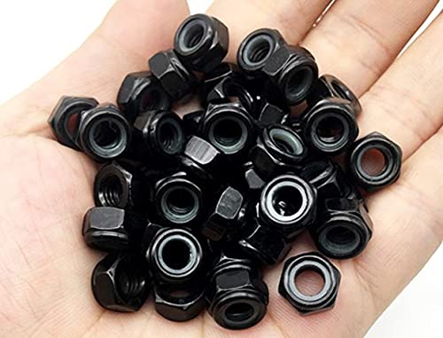 [Australia - AusPower] - 40pcs Black M8x1.25mm Nylock Nylon Inserted Lock Nut Carbon Steel M8 40Pcs 