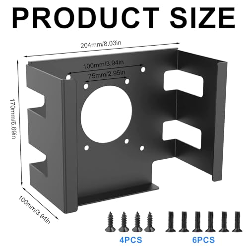 Aluminum Mount for Mac Mini M4 & M4 Pro, Under Desk Mount Wall Mount Monitor Mount with Anti-Theft Device for Office and Home (Black) Black