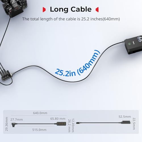 SMALLRIG D-Tap Splitter, 4 Ports Dtap Splitter Cable for V Mount Battery