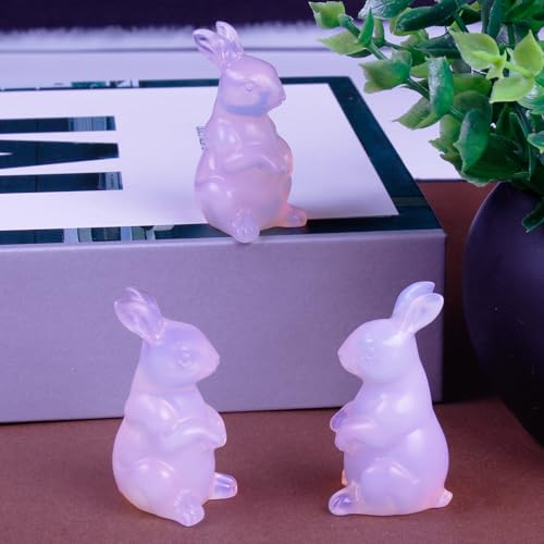 2 Inch Crystal Bunny Decor,Pink Opal Bunny Statue,Easter Crystal Rabbit Figurine,Hand-Carved Healing Gemstone for Wellness.A Meditation Gift for Women and Wisdom to Home and Office. Pink Opal