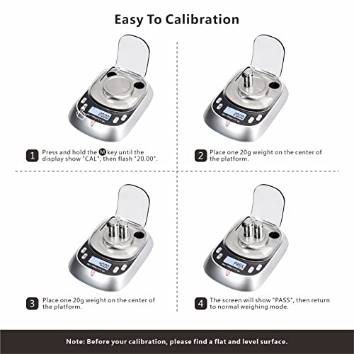 High Precision Mini Gram Scale, 50g-0.001g, LCD Backlit, Tare Function, Powder & Jewelry Scale (Batteries Included)