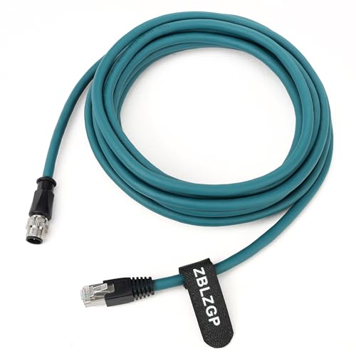 M12 D-Code 4-Pin Male to RJ45 Industrial Ethernet Cable, 2M (6.56ft), 24AWG CAT5e SFTP Shielded PVC, IP67 Waterproof, for Profinet, Cognex, Sick Sensor, Keyence Camera & PLC Dark Green