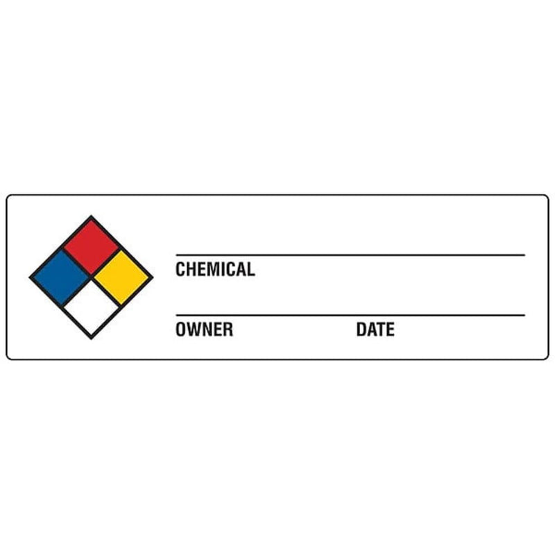 Brady 517VLS Hazardous Communication and Right-to-Know Labels, Adhesive Vinyl, Paper, 0.875" x 2.875", Black/Blue/Red/Yellow On White (Pack of 250)