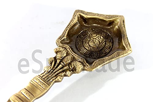 eSplanade Brass Panchmukhi Nag Head Pooja Diya | Home Decor | Oil Lamp, Deepak, Aarti Diya - Golden, 8.5" Inches