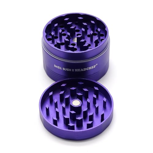 Headchef Dreadchef 4-Part Herb Grinder, 55mm, Sandblasted Finish, Multiple Colours (Blue Violet) Blue Violet