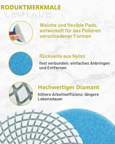 Wet Diamond Polishing Discs - 12 Pieces 100 mm Diamond Polishing Pad Grit 50 for Granite Marble Artificial Stone Quartz for Angle Grinder