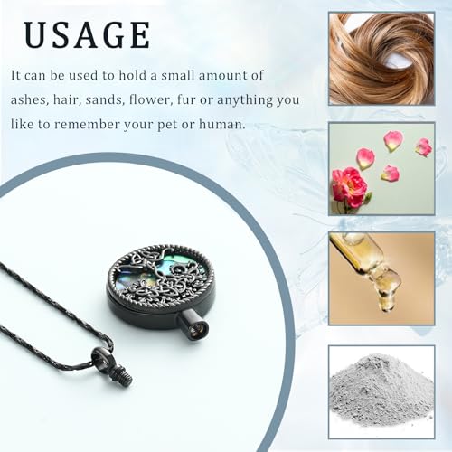 Imrsanl Tree of Life with Celtic Knot Urn Necklace for Ashes Black