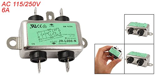 [Australia - AusPower] - uxcell a11061700ux0278 Metal Case 6A JR-L006-N Power Line Filter, AC 115/250V 