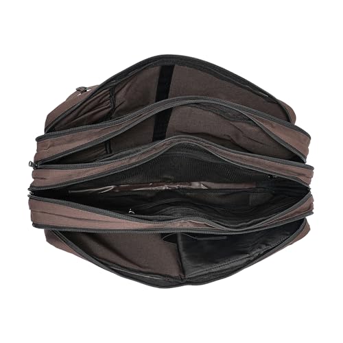 EVERPRIDE 4 Sections - Brown - Chef Knife Bag Holds 20 Knives 4 Storage Compartments,Professional Culinary Case with Shoulder Strap, Black, Laptop/Tablet Padded Slot - Knives Not Included