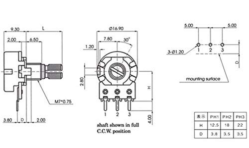 [Australia - AusPower] - Aihasd B10K 10K Ohm Adjustment Single Linear Rotary Taper Potentiometer Shaft 15 mm Pack of 10 